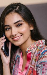 woman on phone interview